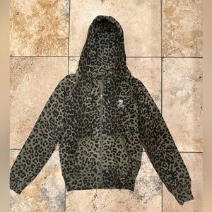 EXTREMELY RARE Vintage Hysteric Glamour Vintage Y2K Leopard Hoodie Crystal Skull